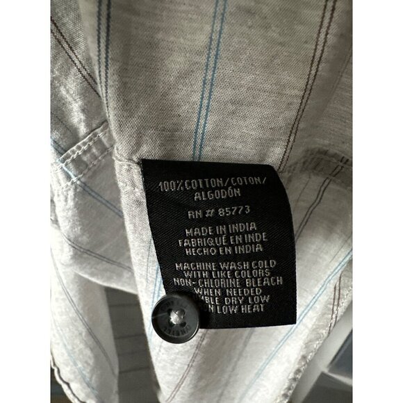 O’Neill Shirt Gray Multi Color Stripes Button Up Short Sleeve Cotton Size XXL - Picture 5 of 5